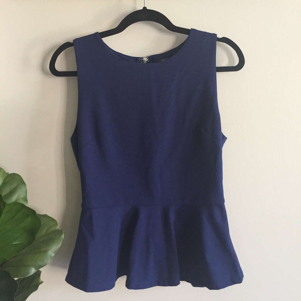Forever 21 Blue Peplum Top